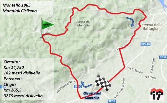 mappa tracciato Mondiali 1985 di Ciclismo mappa tracciato Mondiali 1985 di Ciclismo